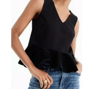J. Crew | Classic Timeless Black Sleeveless Peplum Top Blouse Women’s Size XS